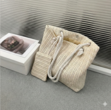 Women's Crochet Tote Bag Woven Geometric Open Top – Relaxed Summer Style