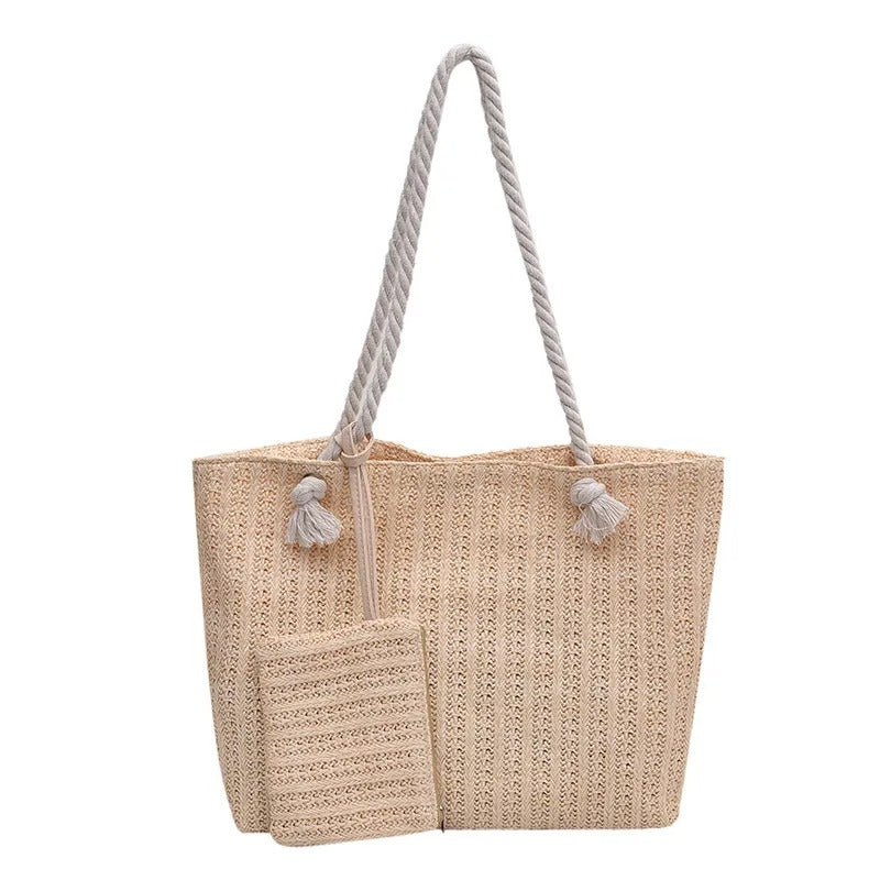 Women's Crochet Tote Bag Woven Geometric Open Top – Relaxed Summer Style