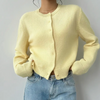 Women's Cropped Cardigan Button Front Crew Neck Ribbed Trim – Brunch Date