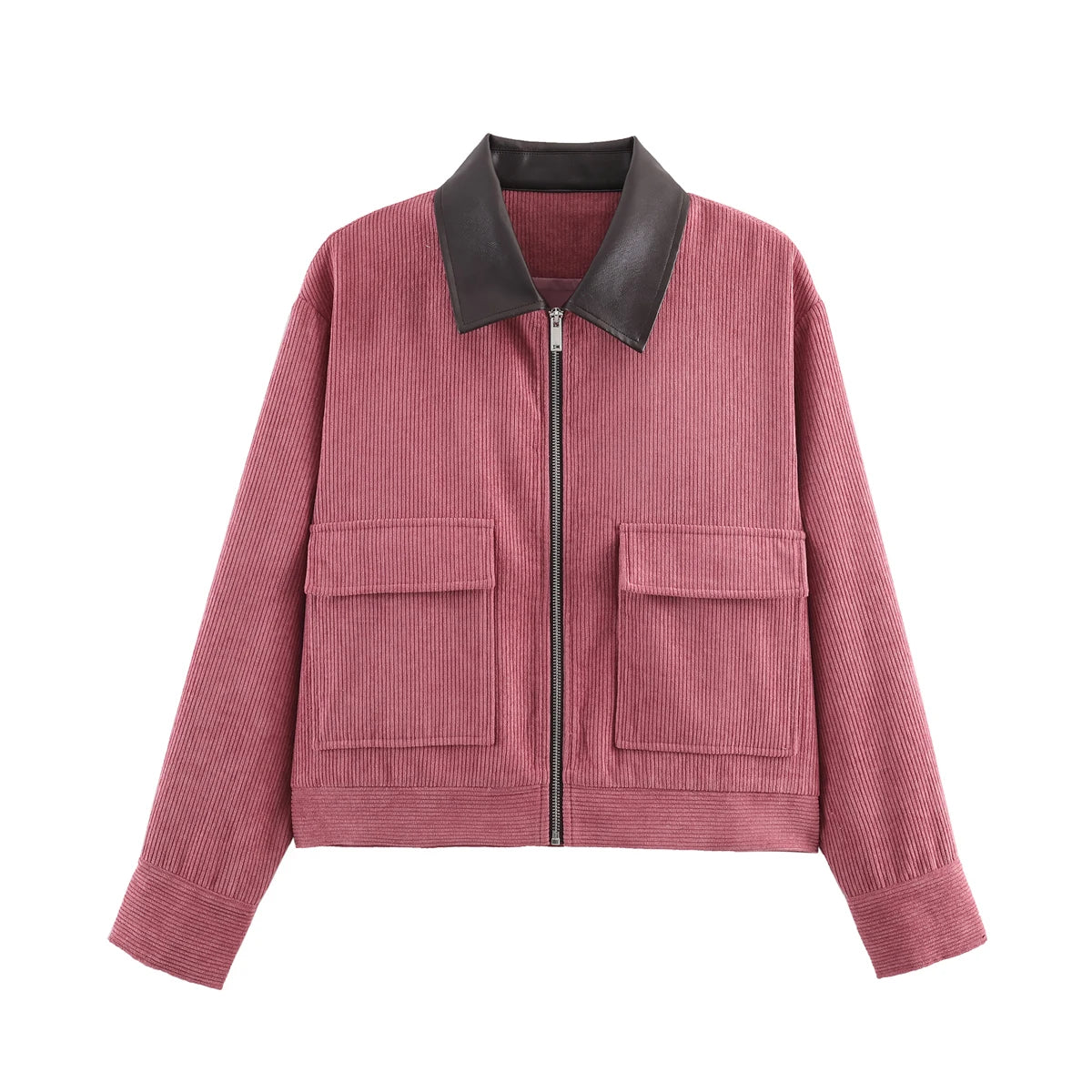 Women's Cropped Corduroy Jacket Zip Front Point Collar – Weekend Plans