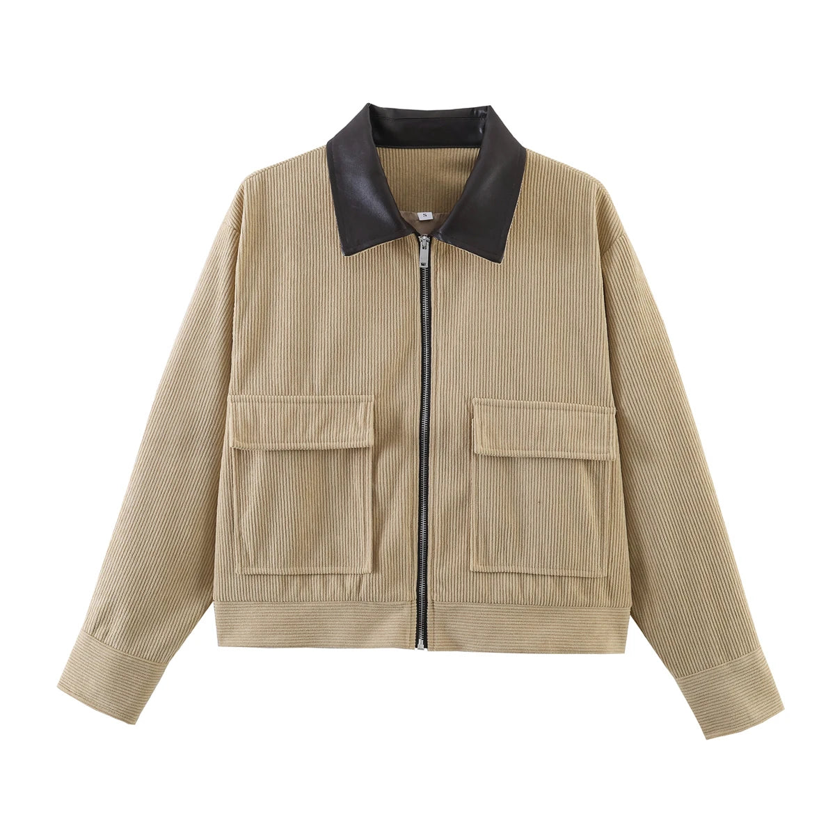 Women's Cropped Corduroy Jacket Zip Front Point Collar – Weekend Plans