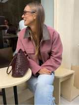 Women's Cropped Corduroy Jacket Zip Front Point Collar – Weekend Plans