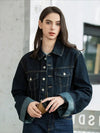 Women's Denim Jacket Cropped Button Front Long Sleeve – Night Party