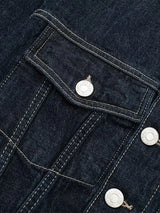 Women's Denim Jacket Cropped Button Front Long Sleeve – Night Party