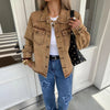 Women's Denim Jacket Single Breasted Button Front Long Sleeve - Casual