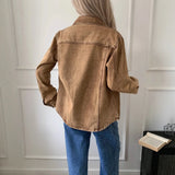 Women's Denim Jacket Single Breasted Button Front Long Sleeve - Casual