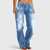 Women's Denim Jeans Distressed Mid Rise Straight Leg – Weekend Outing