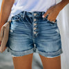 Women's Denim Shorts High Waist Button Fly – Casual Summer Wear