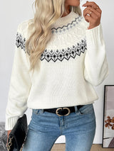 Women's Fair Isle Knit Sweater Crew Neck Long Sleeve – Warm Casual Wear