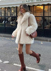 Women’s Faux Fur Coat Shawl Collar Long Sleeve – Holiday Evenings