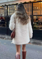 Women’s Faux Fur Coat Shawl Collar Long Sleeve – Holiday Evenings