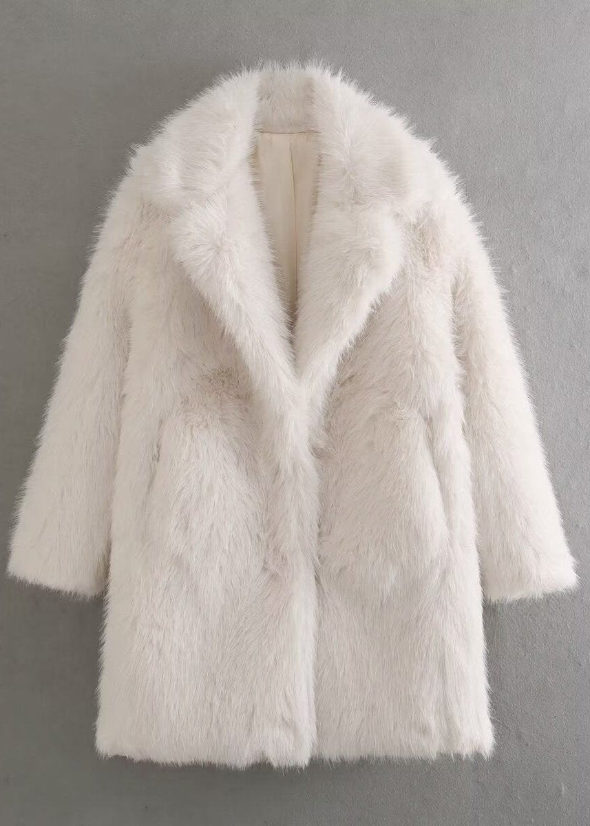 Women’s Faux Fur Coat Shawl Collar Long Sleeve – Holiday Evenings
