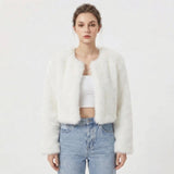 Women’s Faux Fur Jacket Long Sleeve Open Front – Winter Socials