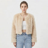 Women’s Faux Fur Jacket Long Sleeve Open Front – Winter Socials