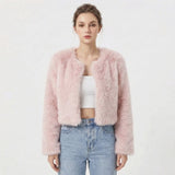 Women’s Faux Fur Jacket Long Sleeve Open Front – Winter Socials