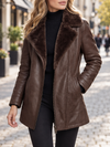 Women’s Faux Fur Leather Jacket Zip Front Side Pockets – Weekend Gatherings