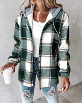Women's Flannel Hooded Jacket Plaid Longline Button Front – Layered Outings