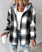 Women's Flannel Hooded Jacket Plaid Longline Button Front – Layered Outings