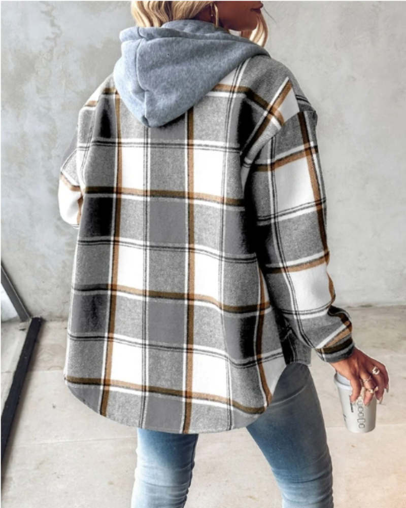 Women's Flannel Hooded Jacket Plaid Longline Button Front – Layered Outings