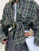 Women's Flannel Shirt Plaid Button Front Chest Pocket – Coffee Runs