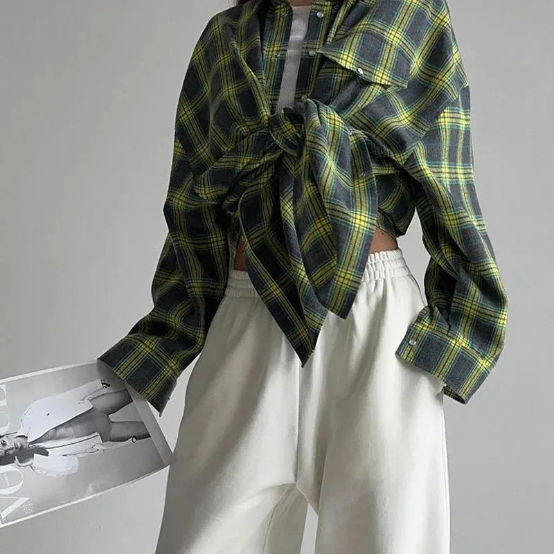 Women's Flannel Shirt Plaid Button Front Chest Pocket – Coffee Runs