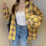 Women's Flannel Shirt Plaid Button Front Drop Shoulder – Study Days