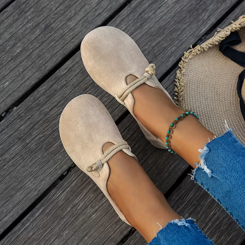 Women's Flat Loafers Slip-On Rounded Toe Rope Tie – Relaxed Coastal Style