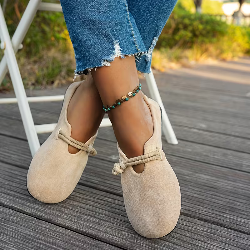 Women's Flat Loafers Slip-On Rounded Toe Rope Tie – Relaxed Coastal Style