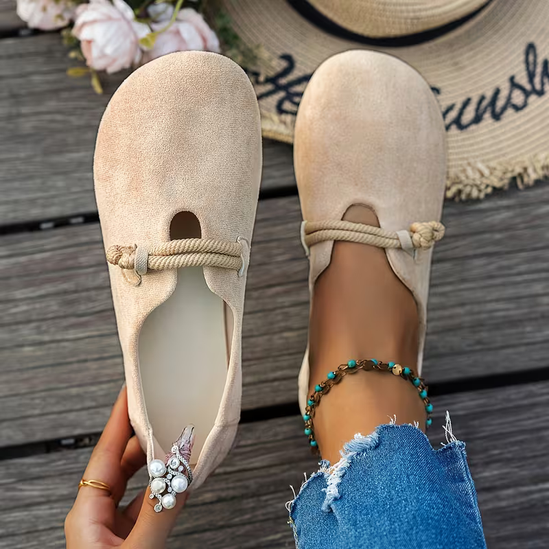 Women's Flat Loafers Slip-On Rounded Toe Rope Tie – Relaxed Coastal Style