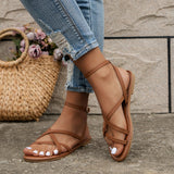 Women's Flat Sandals Open Toe Ankle Strap Buckle – Summer Beach Vacation