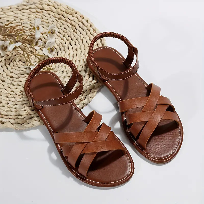 Women's Flat Sandals Open Toe Crisscross Strap Ankle Band – Vacation Wear