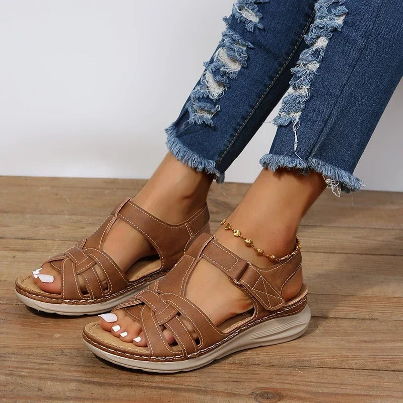 Women's Flat Sandals Open Toe Cutout Upper Back Strap Slip On – Beach Vacation
