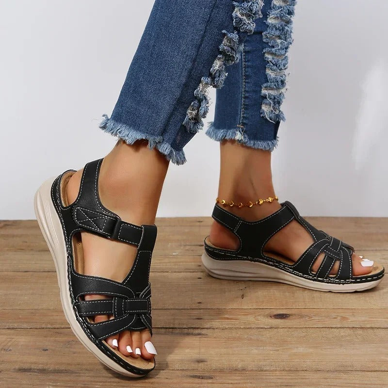 Women's Flat Sandals Open Toe Cutout Upper Back Strap Slip On – Beach Vacation