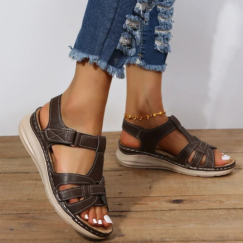 Women's Flat Sandals Open Toe Cutout Upper Back Strap Slip On – Beach Vacation