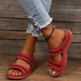 Women's Flat Sandals Open Toe Double Strap Cutout Slip On – Outdoor Summer Wear