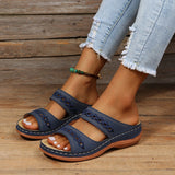 Women's Flat Sandals Open Toe Double Strap Cutout Slip On – Outdoor Summer Wear