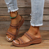 Women's Flat Sandals Open Toe Double Strap Cutout Slip On – Outdoor Summer Wear