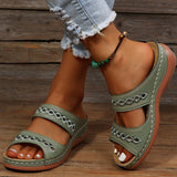 Women's Flat Sandals Open Toe Double Strap Cutout Slip On – Outdoor Summer Wear