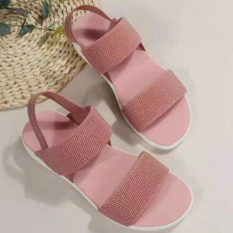 Women's Flat Sandals Open Toe Elastic Strap – Casual Summer Everyday