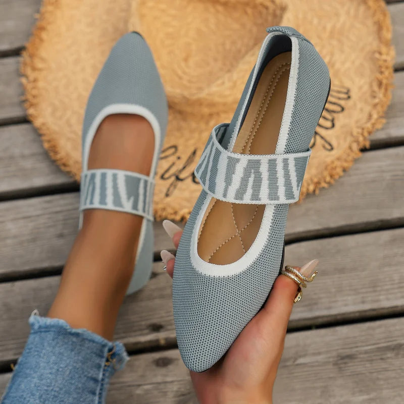 Women's Flat Slip On Shoes Pointed Toe Instep Strap Textured – Modern Casual Look