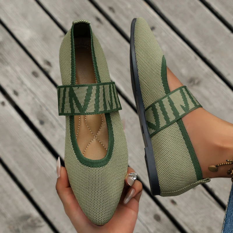 Women's Flat Slip On Shoes Pointed Toe Instep Strap Textured – Modern Casual Look