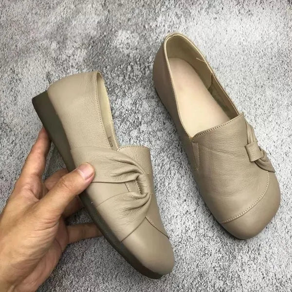 Women's Flat Slip On Shoes Round Toe Knot Detail Low Cut – Relaxed Daily Style