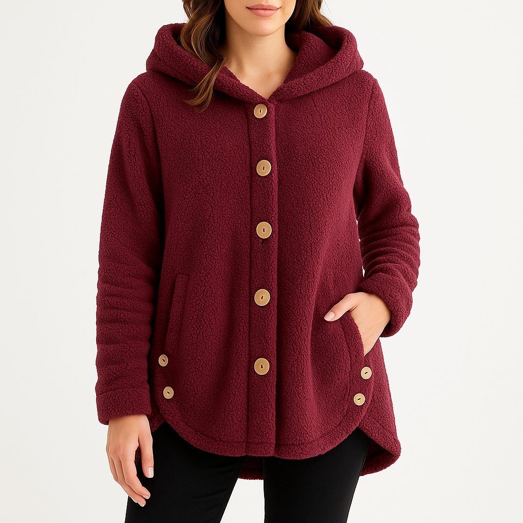 Women’s Fleece Hoodie Button Front Side Pockets Long Sleeves – Farmers’ Market Visits