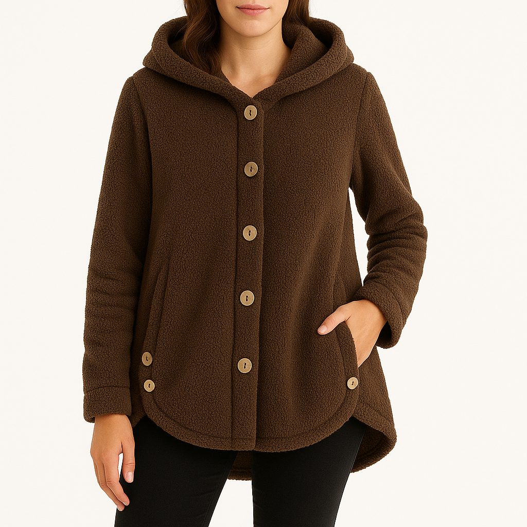 Women’s Fleece Hoodie Button Front Side Pockets Long Sleeves – Farmers’ Market Visits