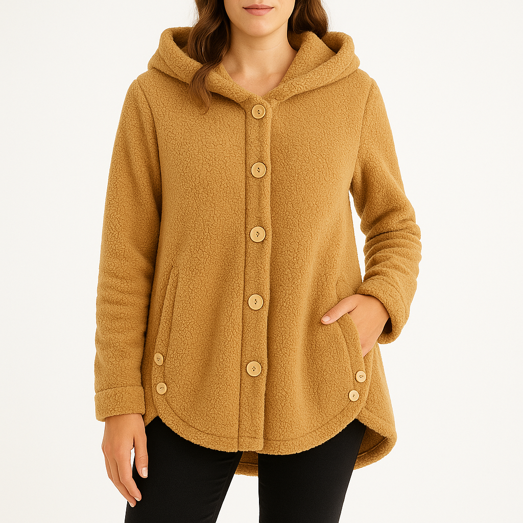 Women’s Fleece Hoodie Button Front Side Pockets Long Sleeves – Farmers’ Market Visits