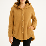 Women’s Fleece Hoodie Button Front Side Pockets Long Sleeves – Farmers’ Market Visits