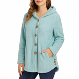 Women’s Fleece Hoodie Button Front Side Pockets Long Sleeves – Farmers’ Market Visits