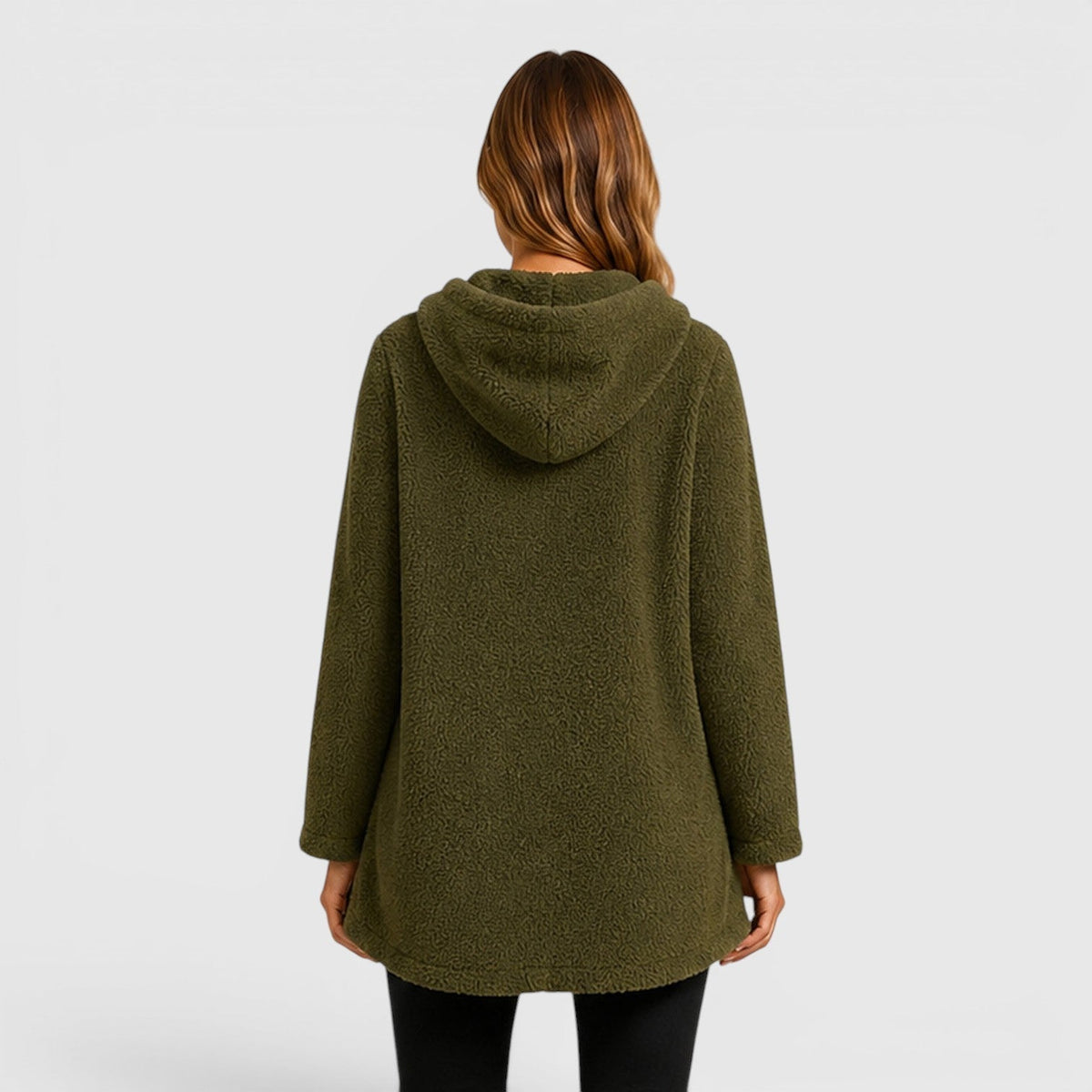 Women’s Fleece Hoodie Textured Surface Patch Pockets Long Sleeves – Park Walks
