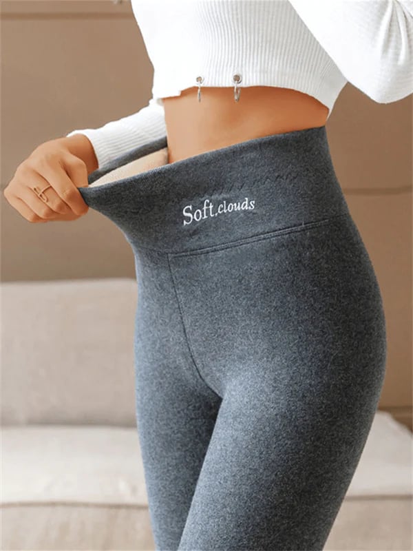 Women’s Fleece-Lined Pants High Waist Wide Waistband Tapered Leg – Winter Travel Days