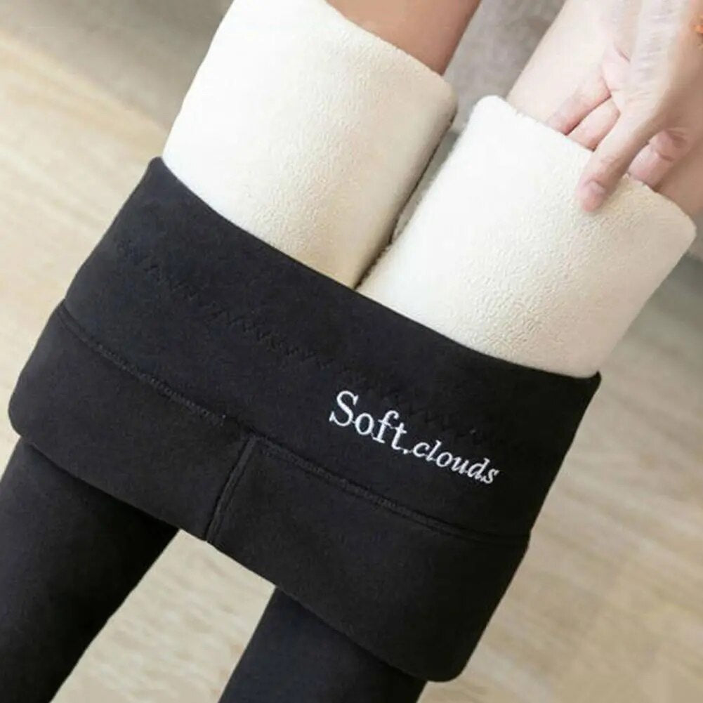 Women’s Fleece-Lined Pants High Waist Wide Waistband Tapered Leg – Winter Travel Days
